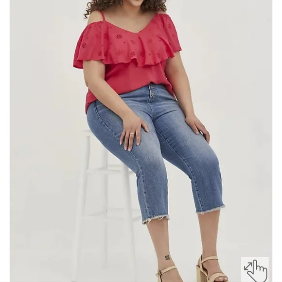 🆕️ MAGENTA SHOULDER RUFFLE TANK - CHALLIS - Picture 3 of 5